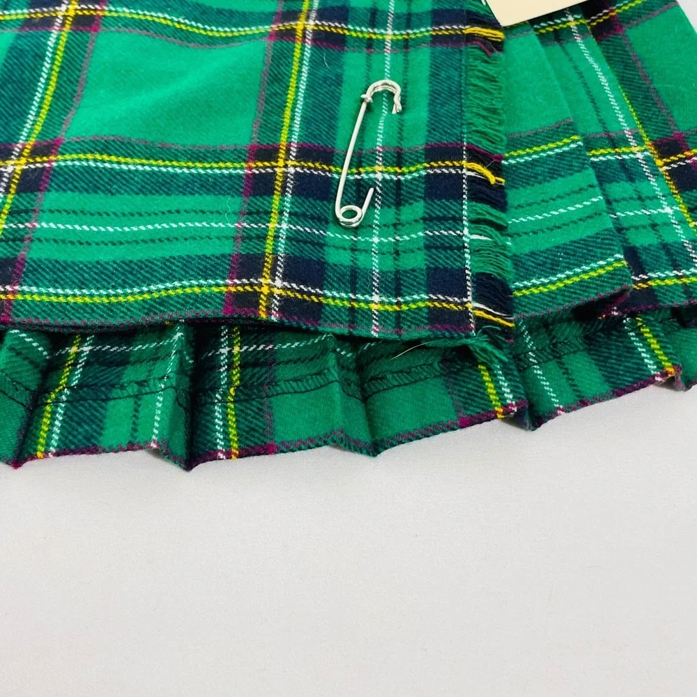 O'Neil of Dublin‎ Kilt Skirt Gordan Tartan Green Plaid Pinafore Girl's Sz 3/4